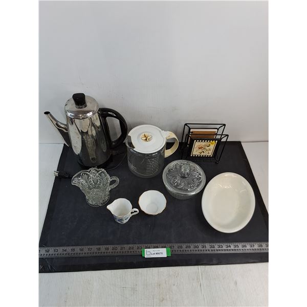 Assorted Mostly Vintage Dishes, Electric Kettle - Powers On - PICK UP