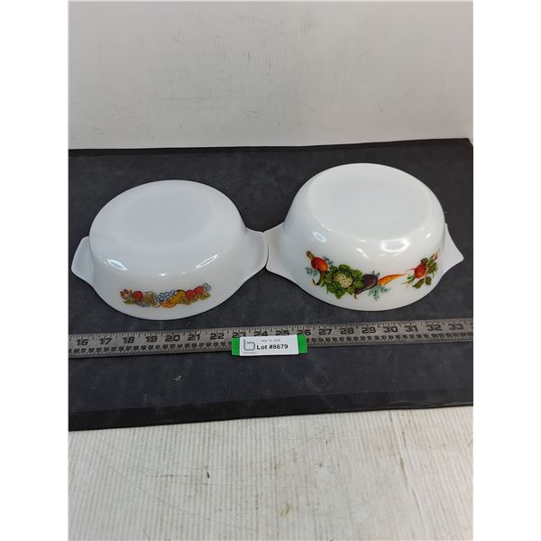 (2) Vintage Milk Glass Ovenware Dishes