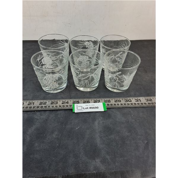 Set of 6 Glass "Pinecone" Tumblers