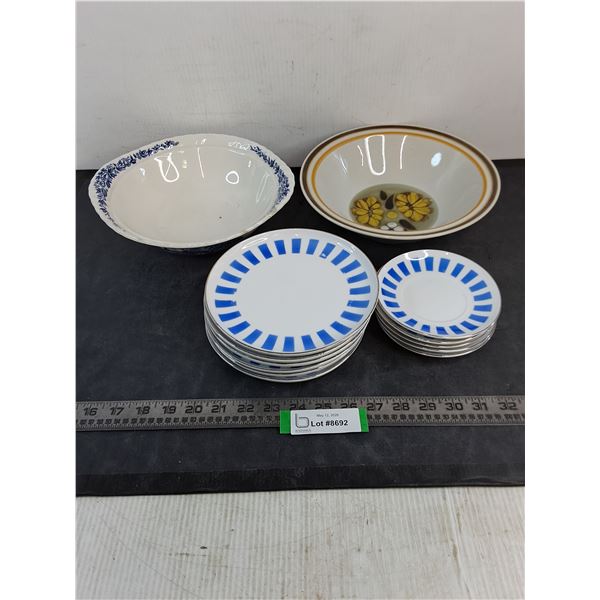 (2) Ceramic Fruit Bowls, Set of Lunch Plates & Saucers - PICK UP
