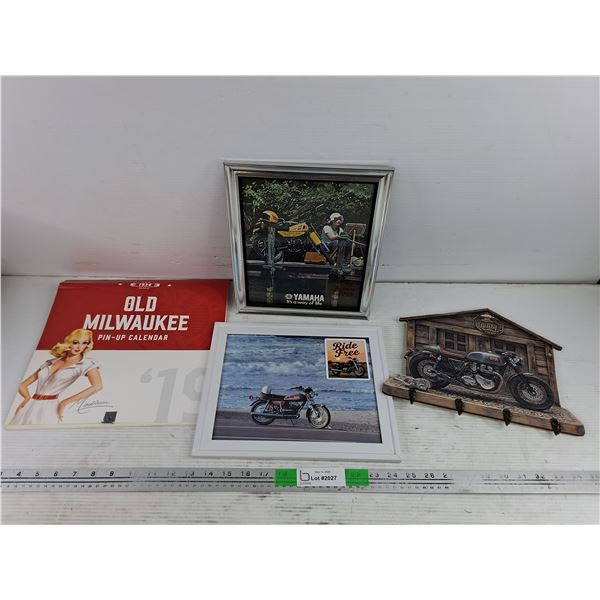 Old Milwaukee Calendar, Framed Yamaha Prints 11" x 9", 12" x 9", Wall Key Rack