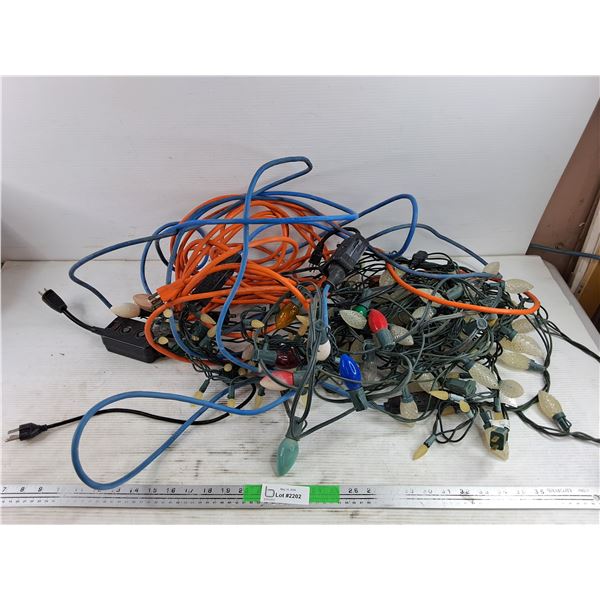 (2) Extension Cords - As Is, Christmas Tree Lights - Powers On, As Is - PICK UP