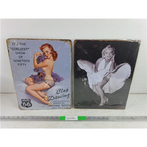 Marylin Monroe & Club Dancing Metal Signs 16" x 12"