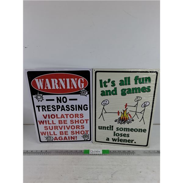 (2) Metal Wall Signs 16" x 12"