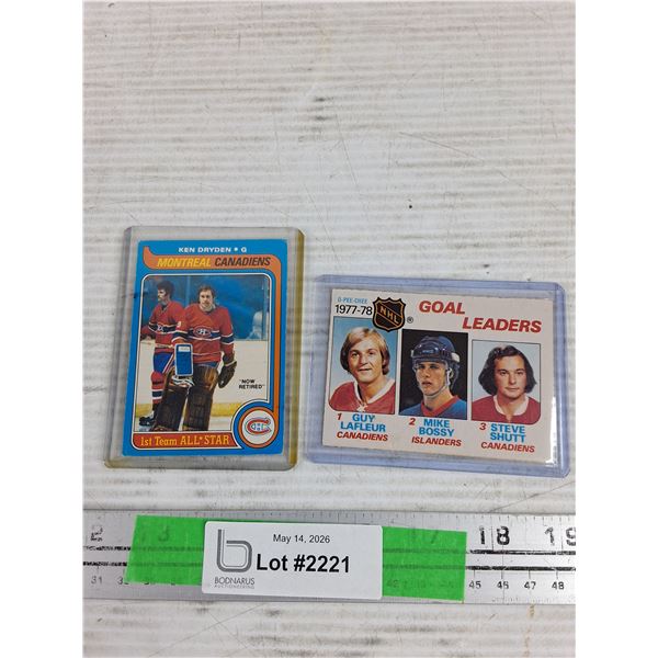 Vintage 1970s O Pee Chee Montreal Canadians Ken Dryden & Rookie Goal Leaders Hockey Cards