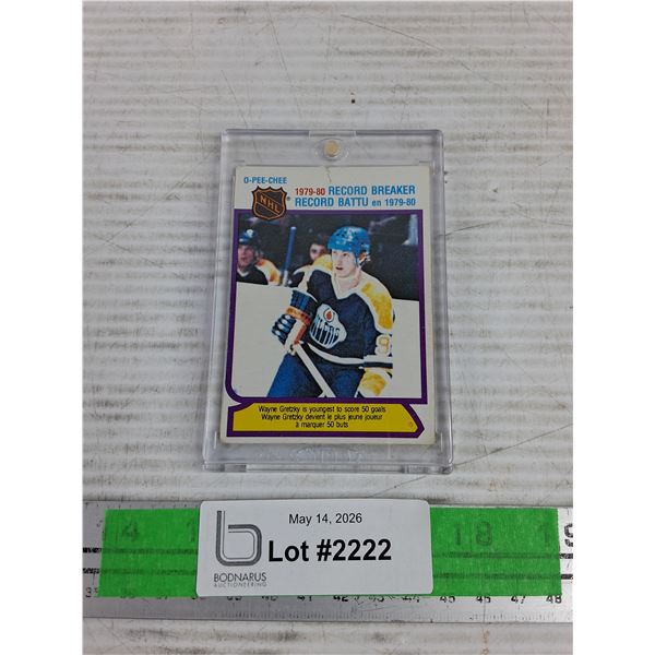 O Pee Chee 1979-80 NHL Wayne Gretzky Record Breaker Card - CANNOT AUTHENTICATE