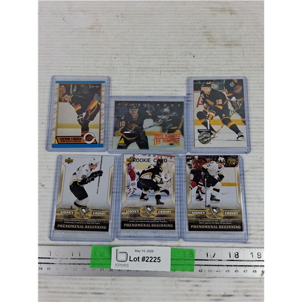 Assorted Trading Hockey Cards Trevor Linden, Pavel Bure & Rookie Sidney Crosby - CANNOT AUTHENTICATE