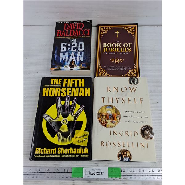(4) Books - David Baldacci, Book of Jubilees, Ingrid Rossellini, Richard Sherbaniuk