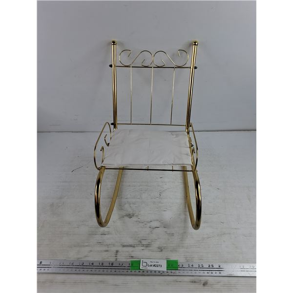 Brass Doll Rocking Chair 15" x 17" x 10"