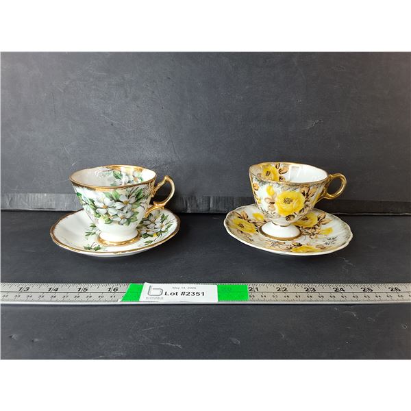 (2) Castle China Teacups & Plates