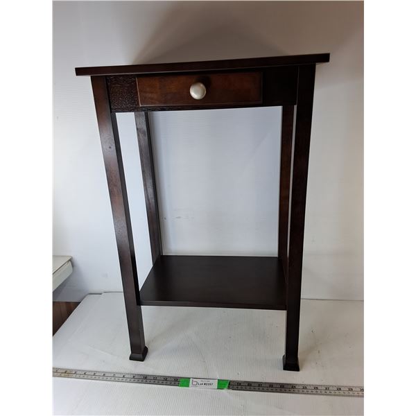 Wooden Side Table with Drawer 18" x 12" x 28"- Cannot Ship