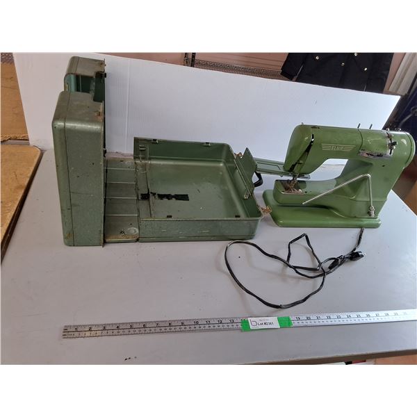 Vintage Elna Sewing Machine & Case-(One Latch Not Working)- As Is, Cannot Ship
