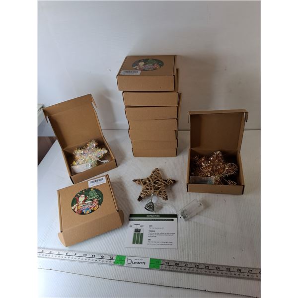 (10) 6"  Mostly Rattan Tree Toppers- Require Batteries, Appear New