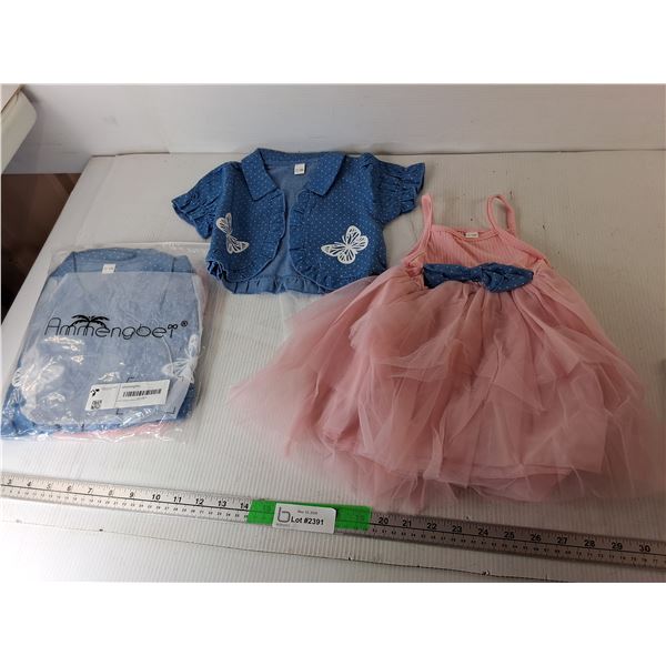 (2) Infant Girl Dress & Vest Sets- 12 to 18 Months