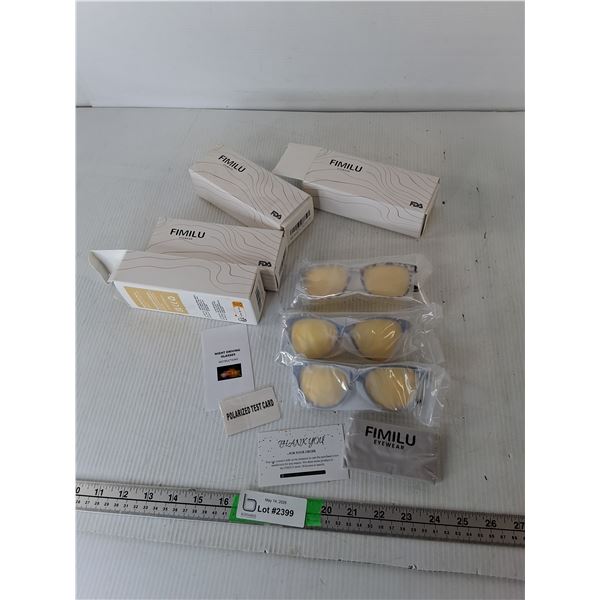 (6) Night Driving Glasses, Cleaning Cloths, Test Cards