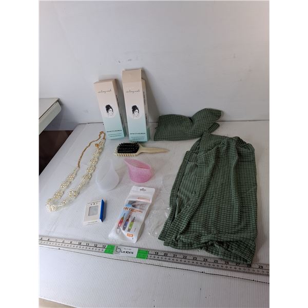 (2) Curling Brushes, Watch Screen Protector, Necklace, Misc.