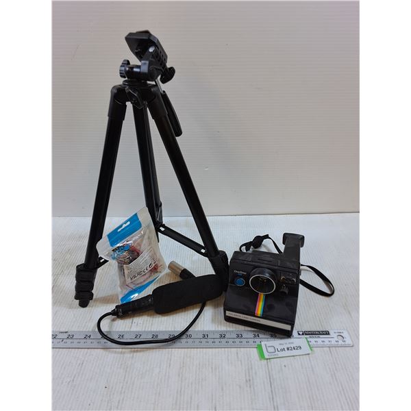 Tripod, Microphone, OneStep polaroid Camera, Ear Buds