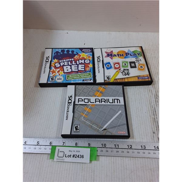 (3)Nintendo DS Games - Spelling Bee, Math Play, Polarium
