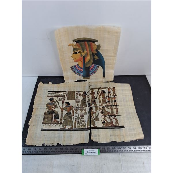 (2) Egyptian Papyrus Art Reproductions