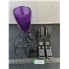 Image 1 : Panasonic Cordless Phones Set - Untested, Purple Glass Vase