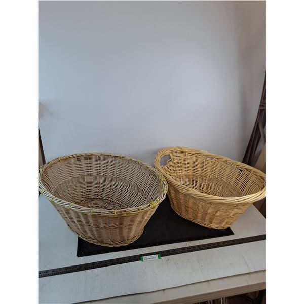 (2) Wicker Laundry Baskets - 26x19" & 24x18" - PICK UP ONLY