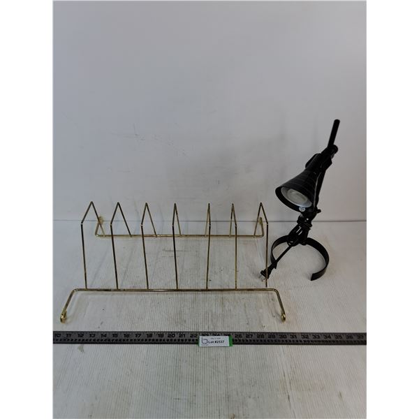 Wire Record Organizer, Desk Lamp - Tested - PICK UP