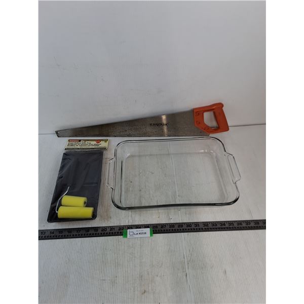 Anchor Ovenware Casserole Dish, Sealed Paint Roller Kit, Sandvik Hand Saw - 24" Blade -PICK UP