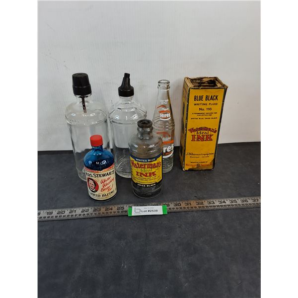 Vintage Product  Bottles (Mrs. Stewart's Liquid Bluing is Close to Full) - CANNOT SHIP