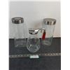 Image 1 : (2) Glass Dry Food Storage, Large Glass Syrup Dispenser -PICK UP