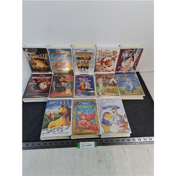 (13) VHS Movies (Inspector Gadget, Little Mermaid, Sound of Music)