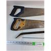 Image 2 : (2) Handsaws, Crowbar, Threaded Metal Rod - PICK UP ONLY