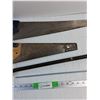 Image 3 : (2) Handsaws, Crowbar, Threaded Metal Rod - PICK UP ONLY