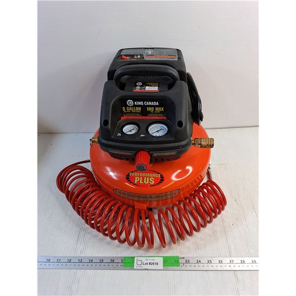 *King Canada 3 Gallon Oil Free Air Compressor - Powers On, As Is - CANNOT SHIP