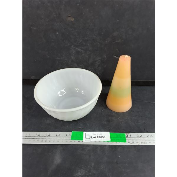 Milk Glass Mixing Bowl w/ Large Candle