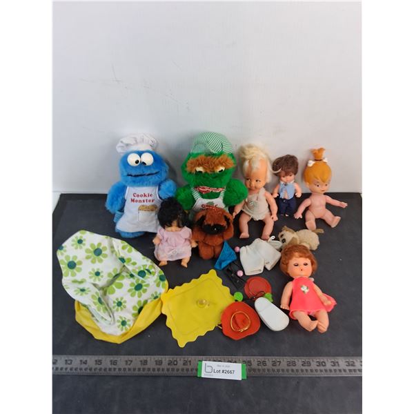 Assorted Plush Toys, Dolls, Doll Furniture, Accessories
