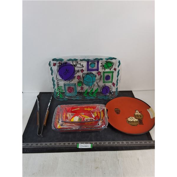 Serving Trays, New Glass Cookware, BBQ Tongs - PICK UP ONLY
