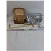 Image 1 : Stainless Steel Rotisserie Grill Basket,Over The Door Hanger and Small Wooden Storage Box