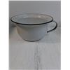 Image 2 : (2)  Enamelware Chamber Pots and Aluminum Strainer
