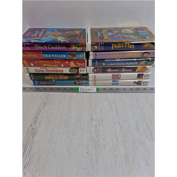 (12) Walt Disney VHS Movies-Old Yeller,Peter Pan,Mowgli's story and more