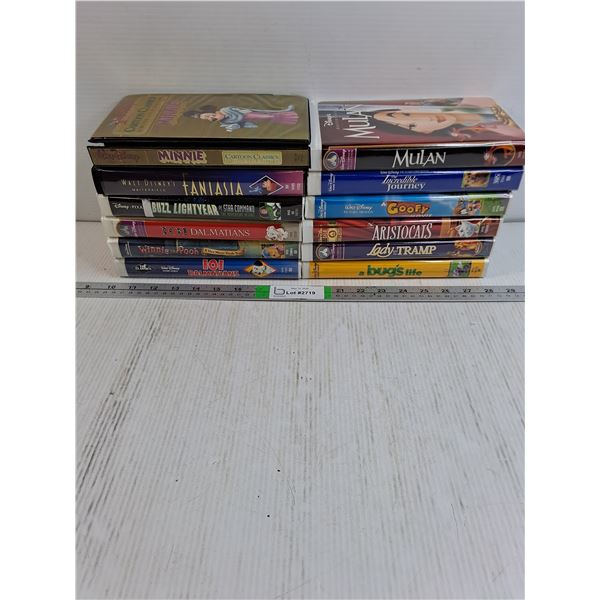 (12) Walt Disney VHS Movies-Minnie,Mulan,A Bug's Life,Lady and the Tramp and more