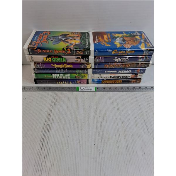 (12) Walt Disney VHS Movies-The Rescuers,Fantasia,The Jungle Book,Dinosaur and more