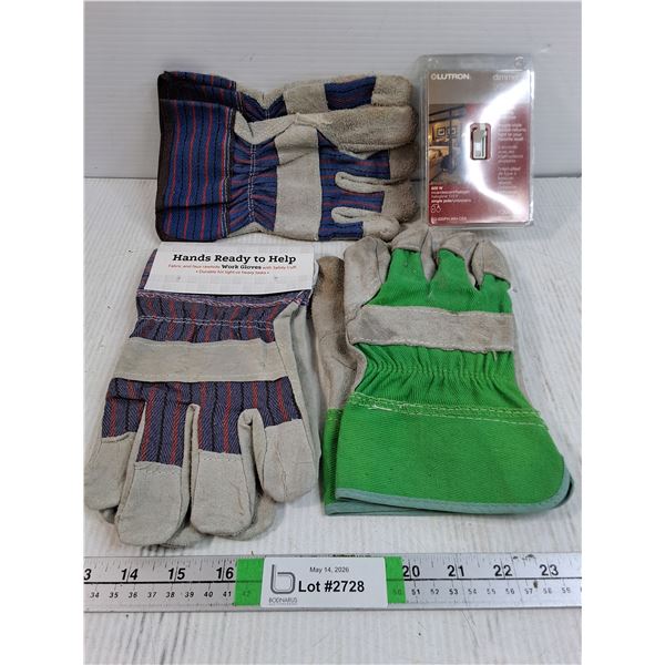 (3) Pairs of Work Gloves and Dimmer Switch (NIB)