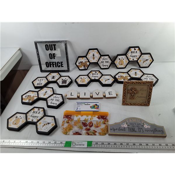 Home Decor Signs Up to 8"- Bee Themed, Family, Misc. & Sealable Bags