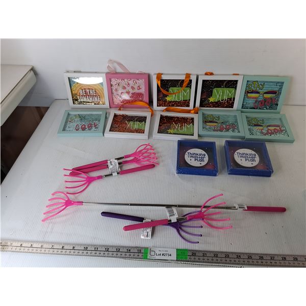 Extendable Back Scratchers Up to 24" & Home Decor Signs- Stay Sweet, Yum, Misc.