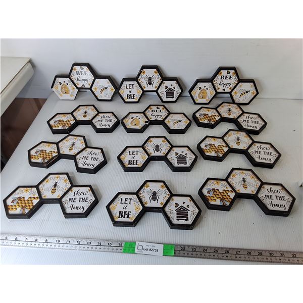 .(12) Bee Themed Home Decor Signs Up to 10"