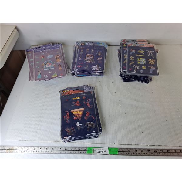 Sheets of Velvet Children's Stickers- Transformers, Spider Man, Encanto, DIsney Princesses