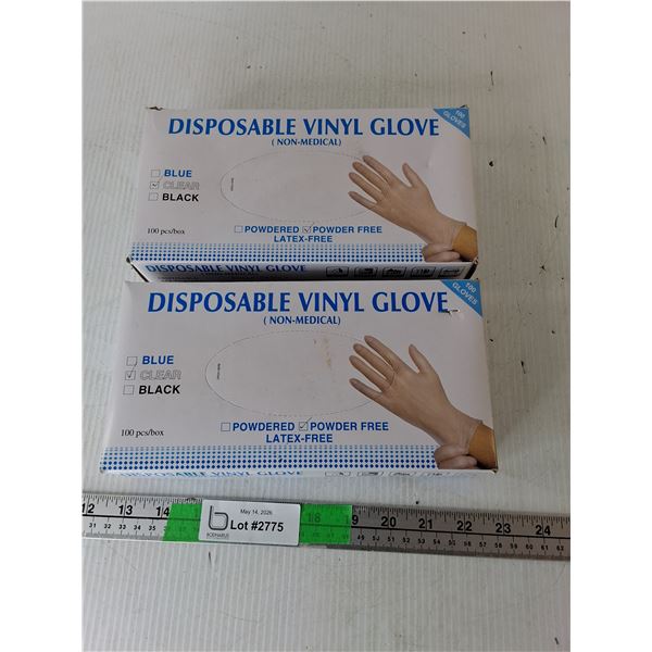 (2) Boxes of Disposable Vinyl Gloves-L