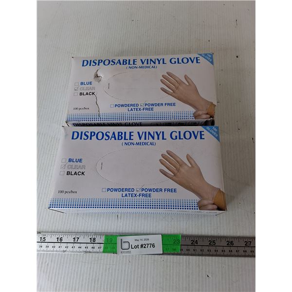 (2) Boxes of Disposable Vinyl Gloves-L