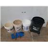 Image 1 : *(3) Plastic Buckets, Shop Vac Vacuum Base, Pruning Shears, Foam Mat, Garden Tools -PICK UP