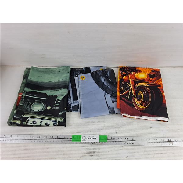 (2) Motorcycle Flags & Pillow Case
